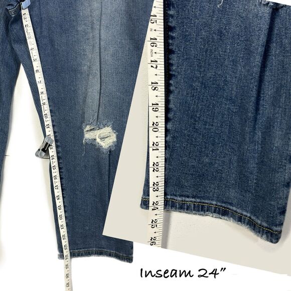 High Rise Crop Mom Jeans Distress Stretch Eloquii 18 Bohemian Festival Grunge - Picture 10 of 14